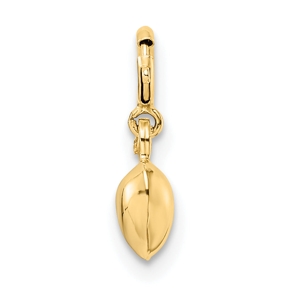 14K Gelbgold Poliert Herz mit Federring Verschluss Charm