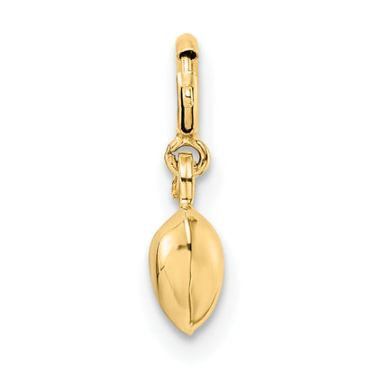 14K Gelbgold Poliert Herz mit Federring Verschluss Charm