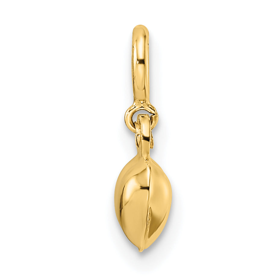 14K Gelbgold Poliert Herz mit Federring Verschluss Charm