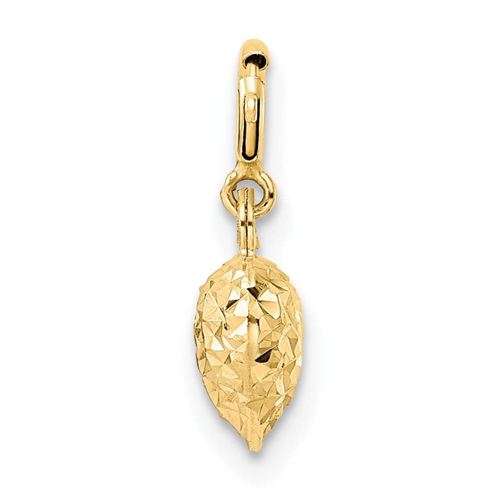 14K Gelbgold Diamantiert Herz mit Federring Verschluss Charm