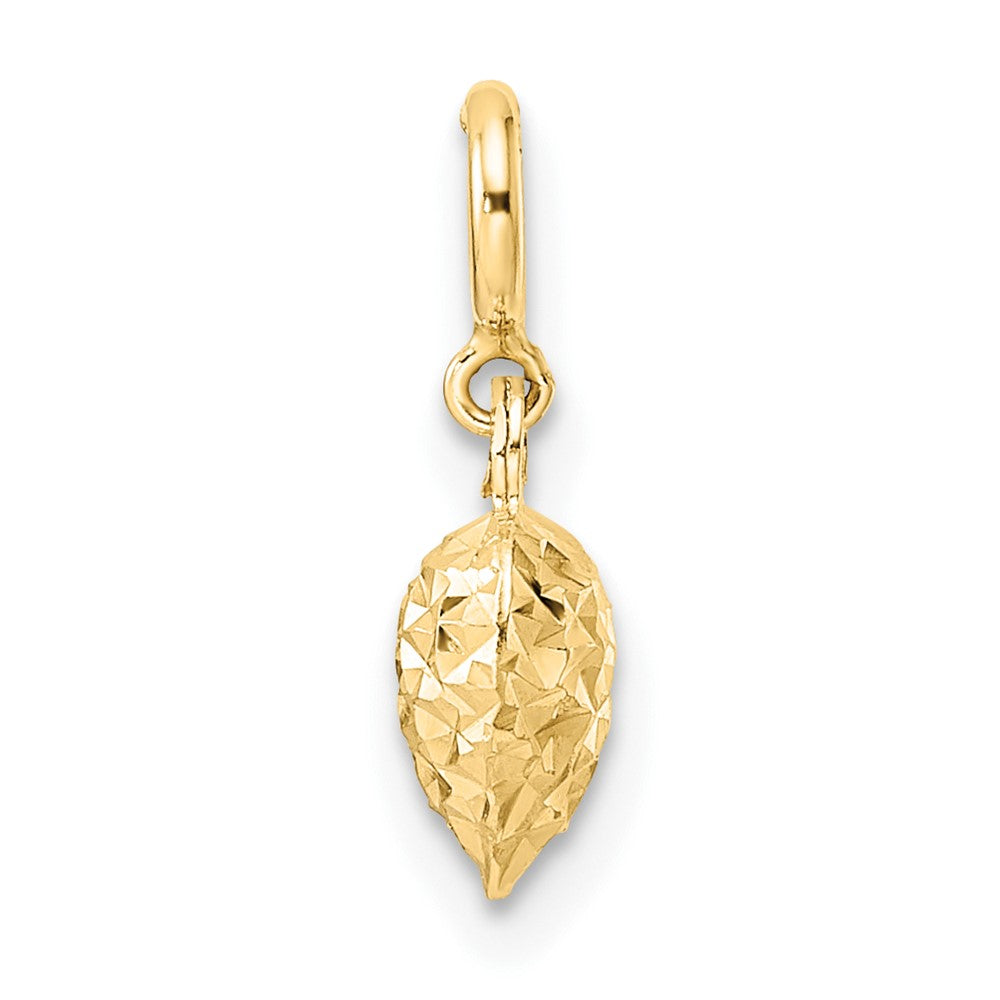 14K Gelbgold Diamantiert Herz mit Federring Verschluss Charm