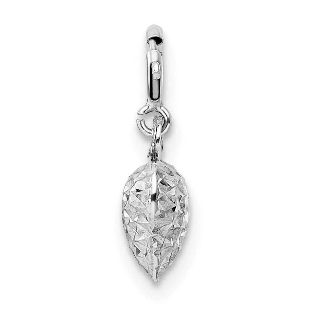 14K Weißgold Diamantiert Herz Federring Charm Anhänger