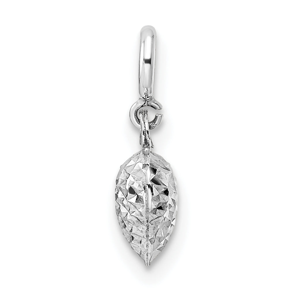 14K Weißgold Diamantiert Herz Federring Charm Anhänger