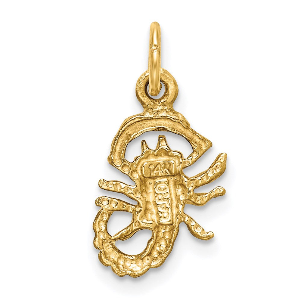 14K Gelbgold Satiniert Diamantiert Scorpio Tierkreis Charm