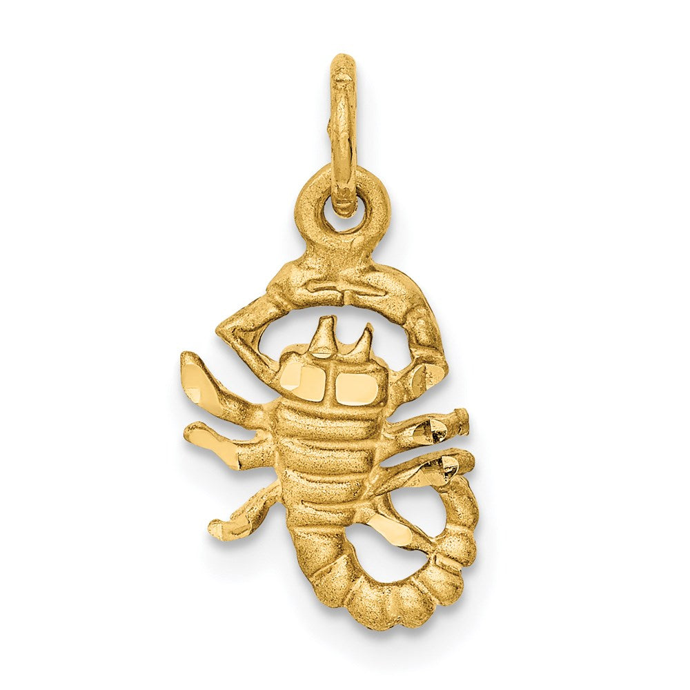 14K Gelbgold Satiniert Diamantiert Scorpio Tierkreis Charm