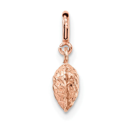 14K Roségold Diamantiert Herz mit Federring Charm Anhänger