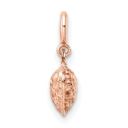 14K Roségold Diamantiert Herz mit Federring Charm Anhänger