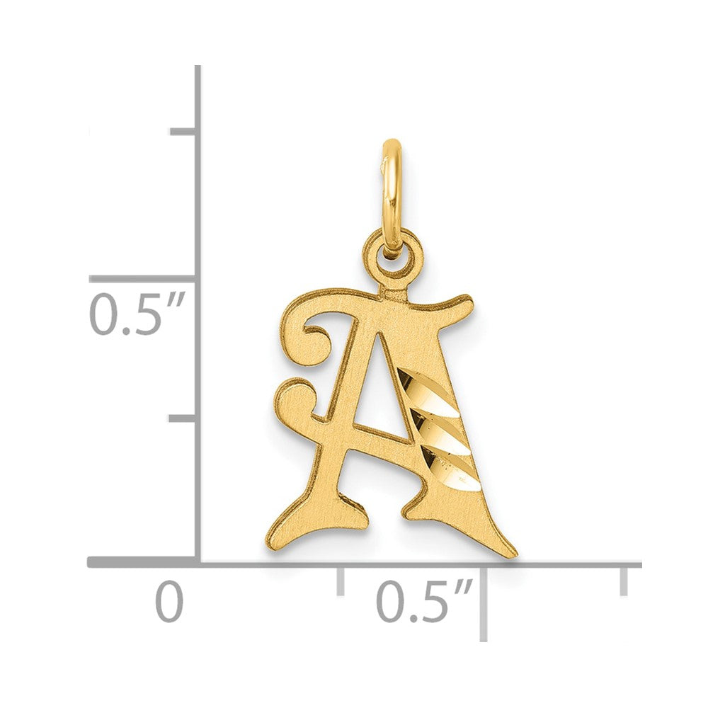 14K Gelbgold Diamantiert Buchstabe Initiale Charm