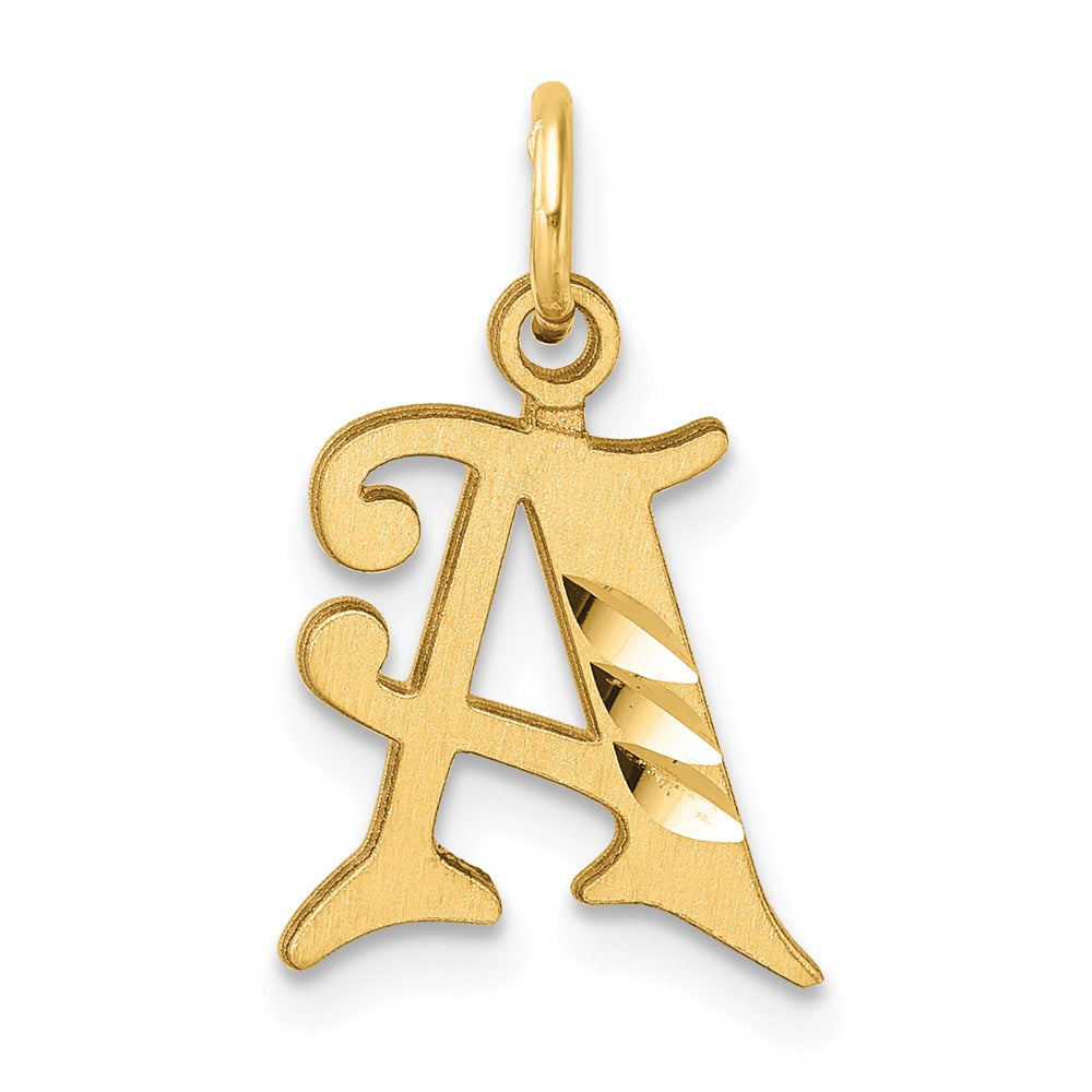 14K Gelbgold Diamantiert Buchstabe Initiale Charm