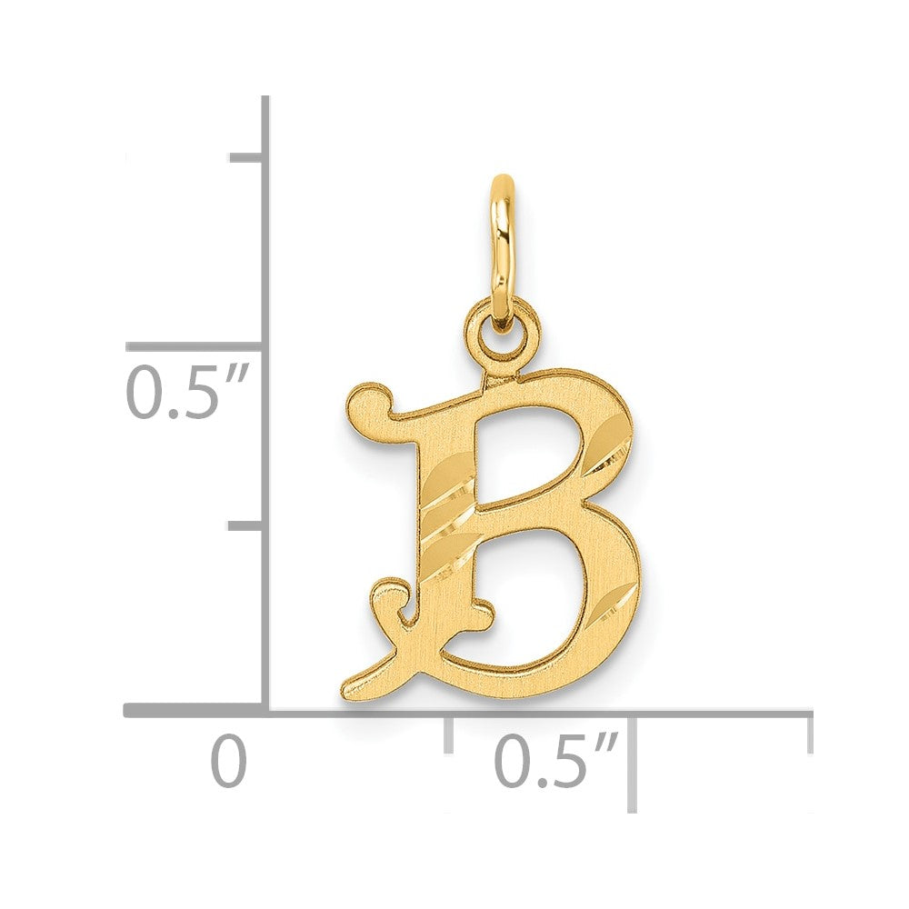 14K Gelbgold Diamantiert Buchstabe B Initiale Charm
