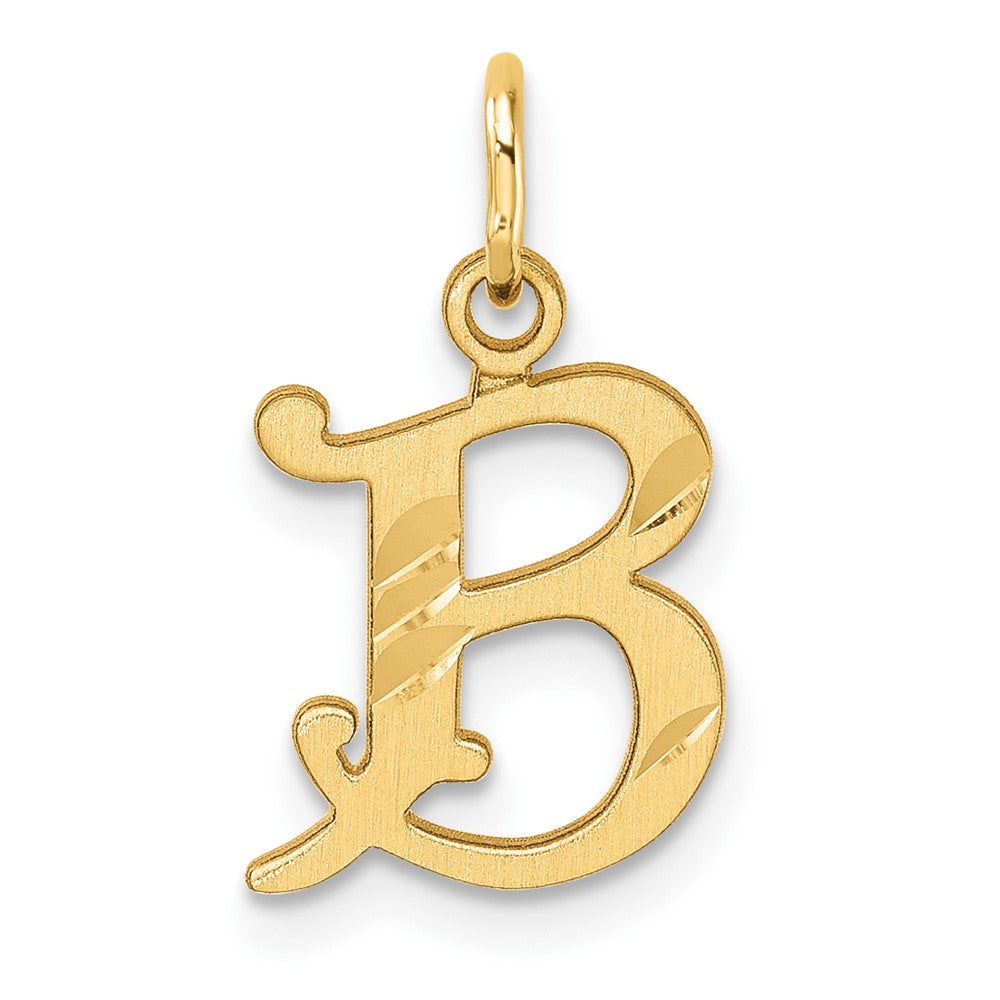 14K Gelbgold Diamantiert Buchstabe B Initiale Charm