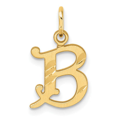 14K Gelbgold Diamantiert Buchstabe B Initiale Charm