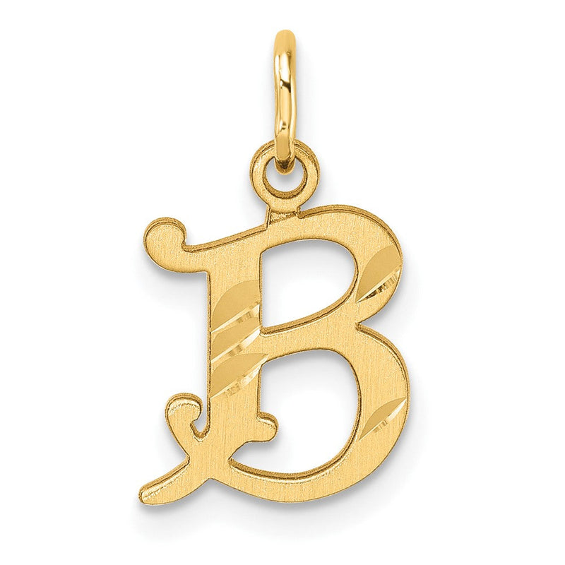 14K Gelbgold Diamantiert Buchstabe B Initiale Charm