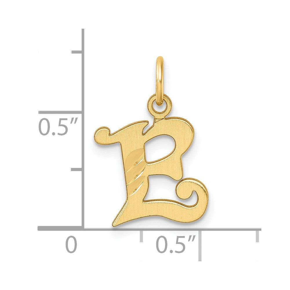14K Gelbgold Diamantiert Buchstabe E Initiale Charm