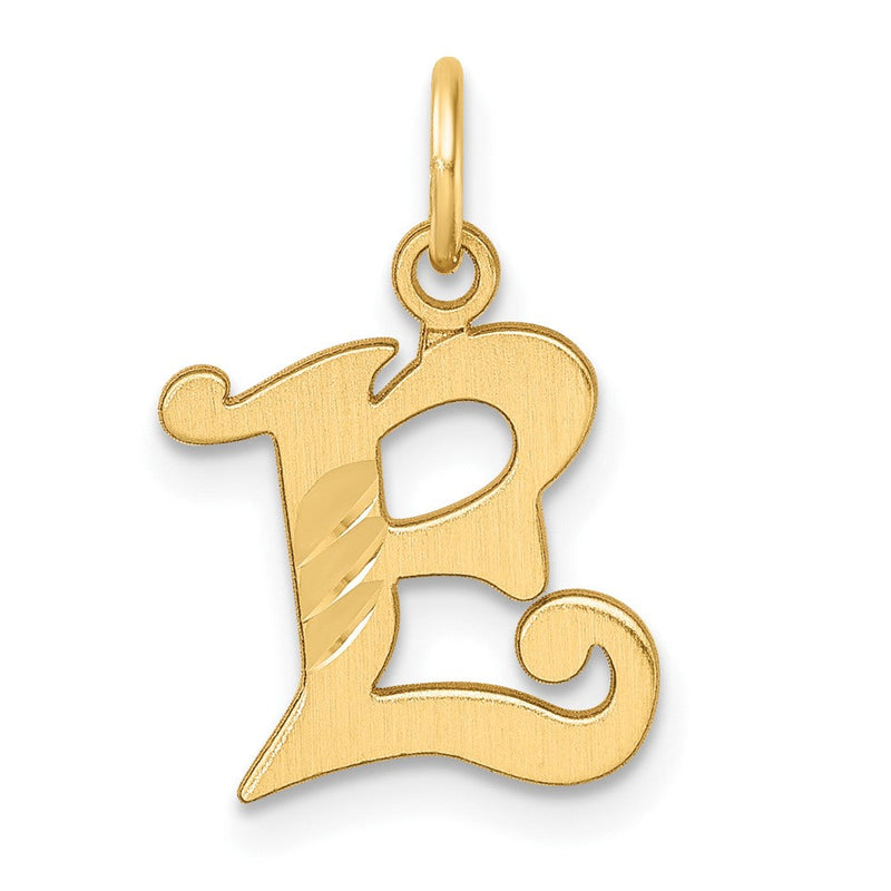 14K Gelbgold Diamantiert Buchstabe E Initiale Charm