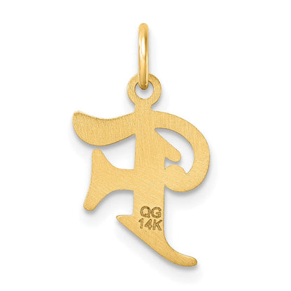 14K Gelbgold Diamantiert Buchstabe F Initiale Charm