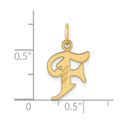 14K Gelbgold Diamantiert Buchstabe F Initiale Charm