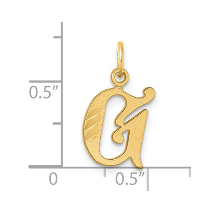 14K Gelbgold Diamantiert Buchstabe G Initiale Charm
