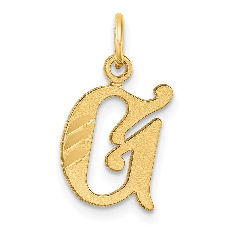 14K Gelbgold Diamantiert Buchstabe G Initiale Charm