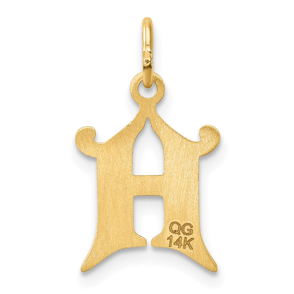14K Gelbgold Diamantiert Buchstabe H Initiale Charm