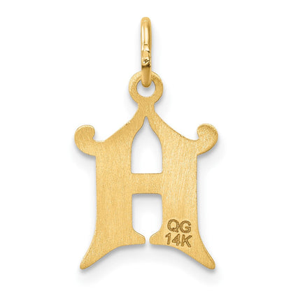 14K Gelbgold Diamantiert Buchstabe H Initiale Charm