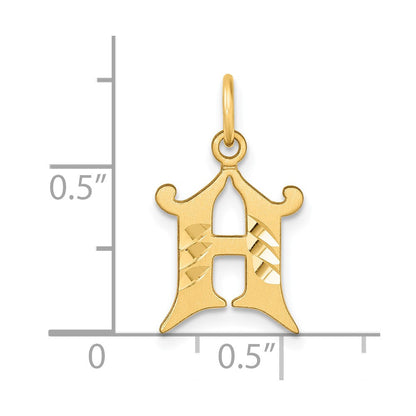 14K Gelbgold Diamantiert Buchstabe H Initiale Charm