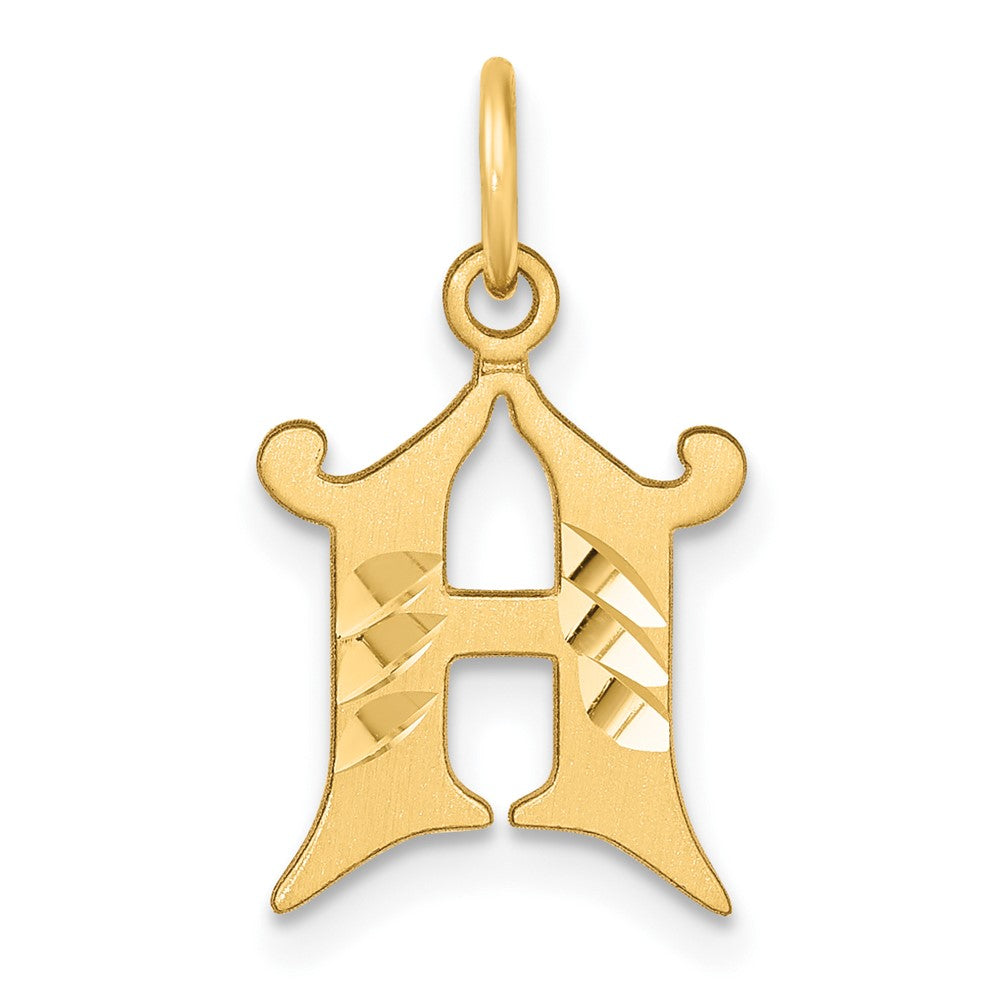 14K Gelbgold Diamantiert Buchstabe H Initiale Charm