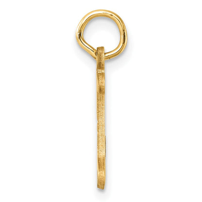 14K Gelbgold Diamantiert Buchstabe I Initiale Charm
