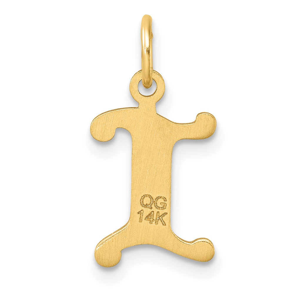 14K Gelbgold Diamantiert Buchstabe I Initiale Charm