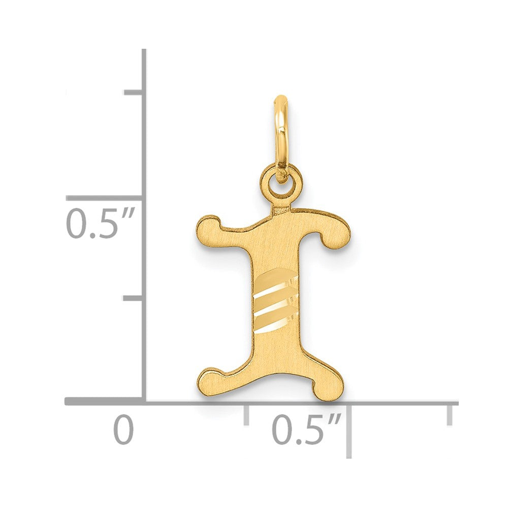 14K Gelbgold Diamantiert Buchstabe I Initiale Charm