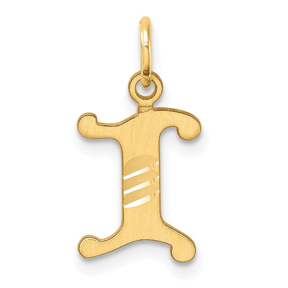 14K Gelbgold Diamantiert Buchstabe I Initiale Charm