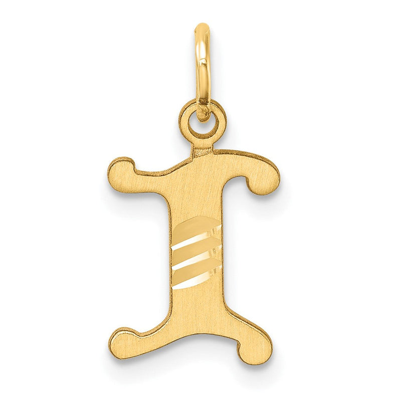 14K Gelbgold Diamantiert Buchstabe I Initiale Charm