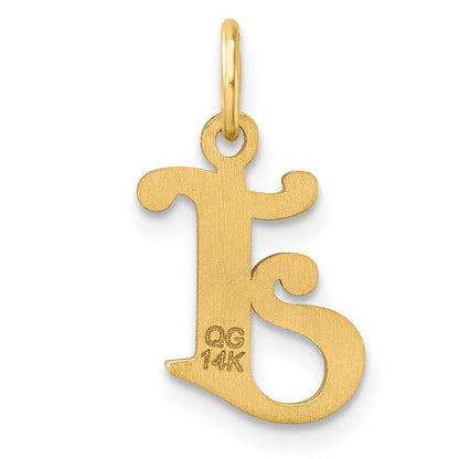 14K Gelbgold Diamantiert Buchstabe J Initiale Charm