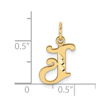 14K Gelbgold Diamantiert Buchstabe J Initiale Charm