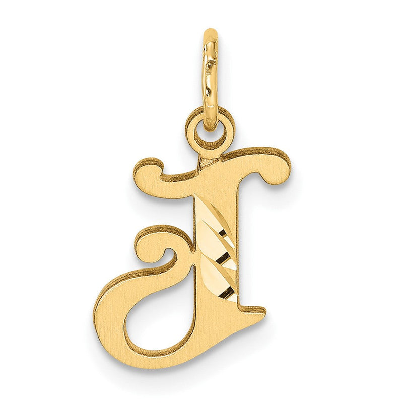 14K Gelbgold Diamantiert Buchstabe J Initiale Charm