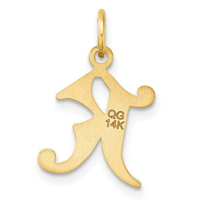 14K Gelbgold Diamantiert Buchstabe K Initiale Charm
