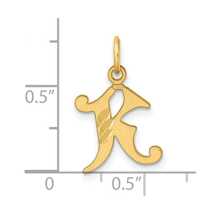 14K Gelbgold Diamantiert Buchstabe K Initiale Charm