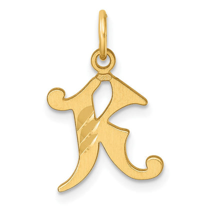 14K Gelbgold Diamantiert Buchstabe K Initiale Charm