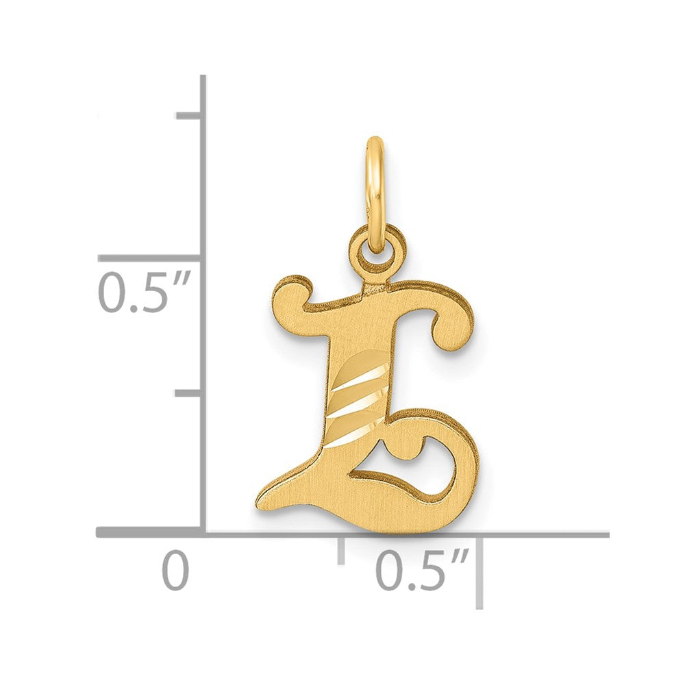 14K Gelbgold Diamantiert Buchstabe L Initiale Charm