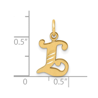 14K Gelbgold Diamantiert Buchstabe L Initiale Charm