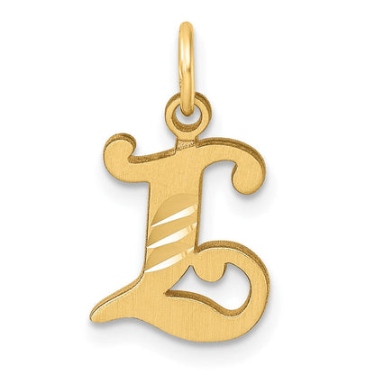 14K Gelbgold Diamantiert Buchstabe L Initiale Charm