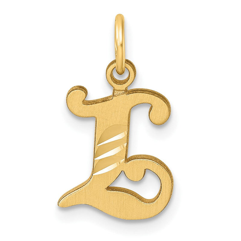 14K Gelbgold Diamantiert Buchstabe L Initiale Charm
