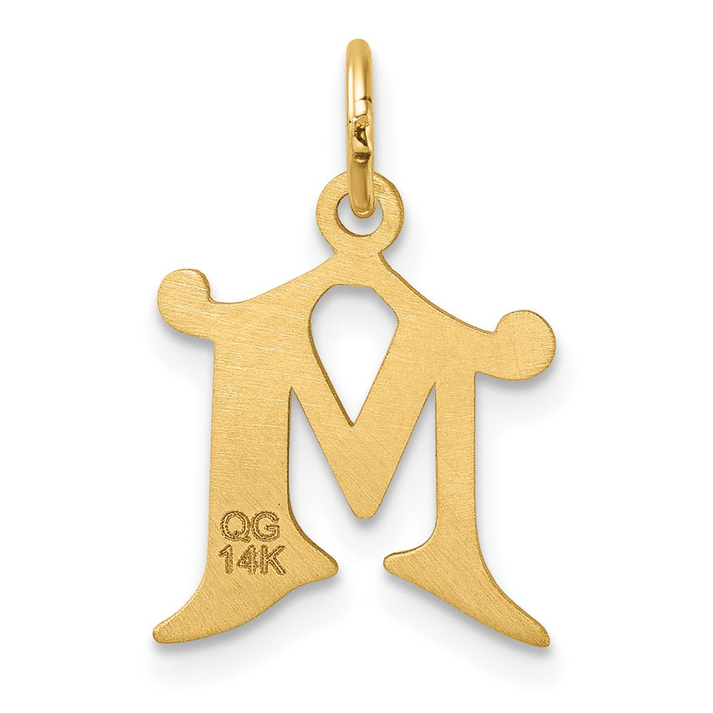14K Gelbgold Diamantiert Buchstabe M Initiale Charm