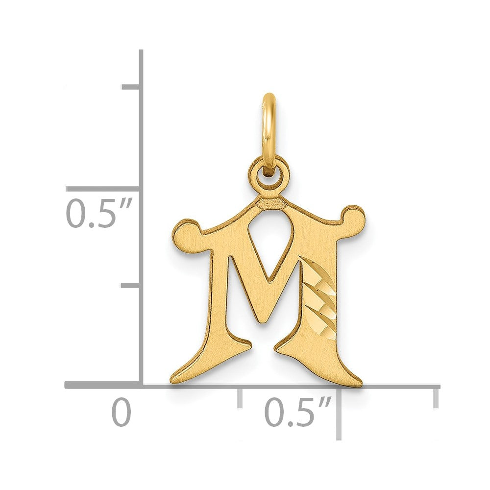 14K Gelbgold Diamantiert Buchstabe M Initiale Charm