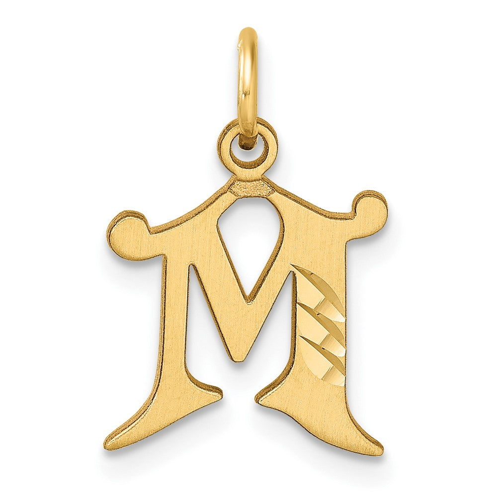 14K Gelbgold Diamantiert Buchstabe M Initiale Charm