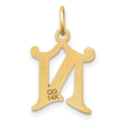 14K Gelbgold Diamantiert Buchstabe N Initiale Charm