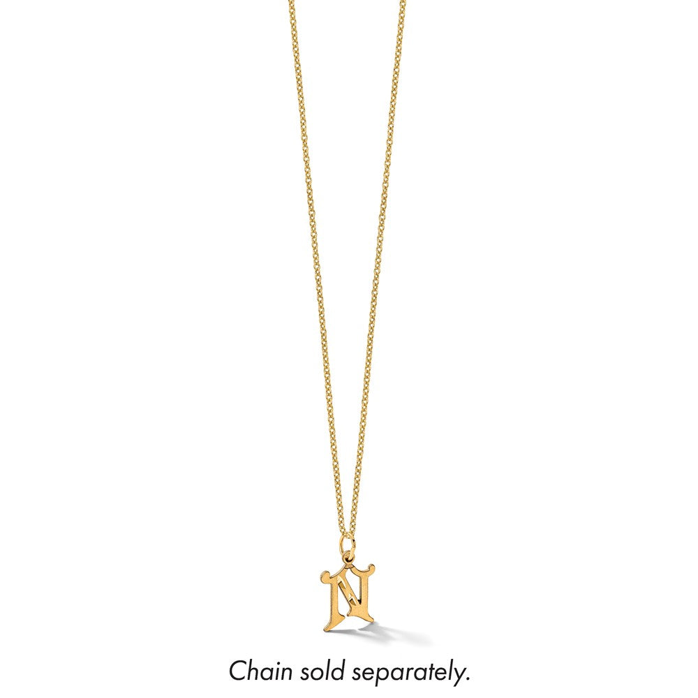 14K Gelbgold Diamantiert Buchstabe N Initiale Charm