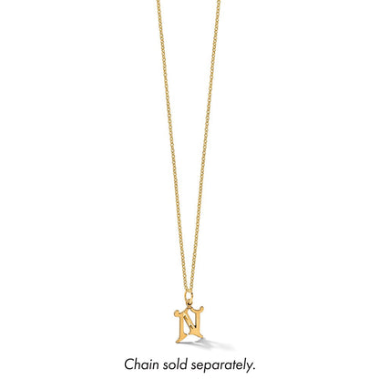 14K Gelbgold Diamantiert Buchstabe N Initiale Charm