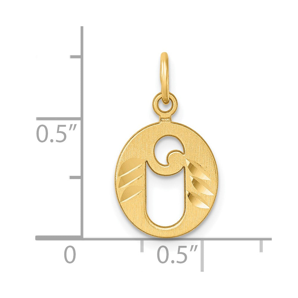 14K Gelbgold Diamantiert Buchstabe O Initiale Charm