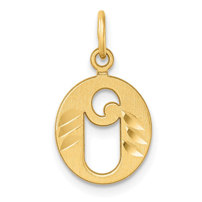 14K Gelbgold Diamantiert Buchstabe O Initiale Charm